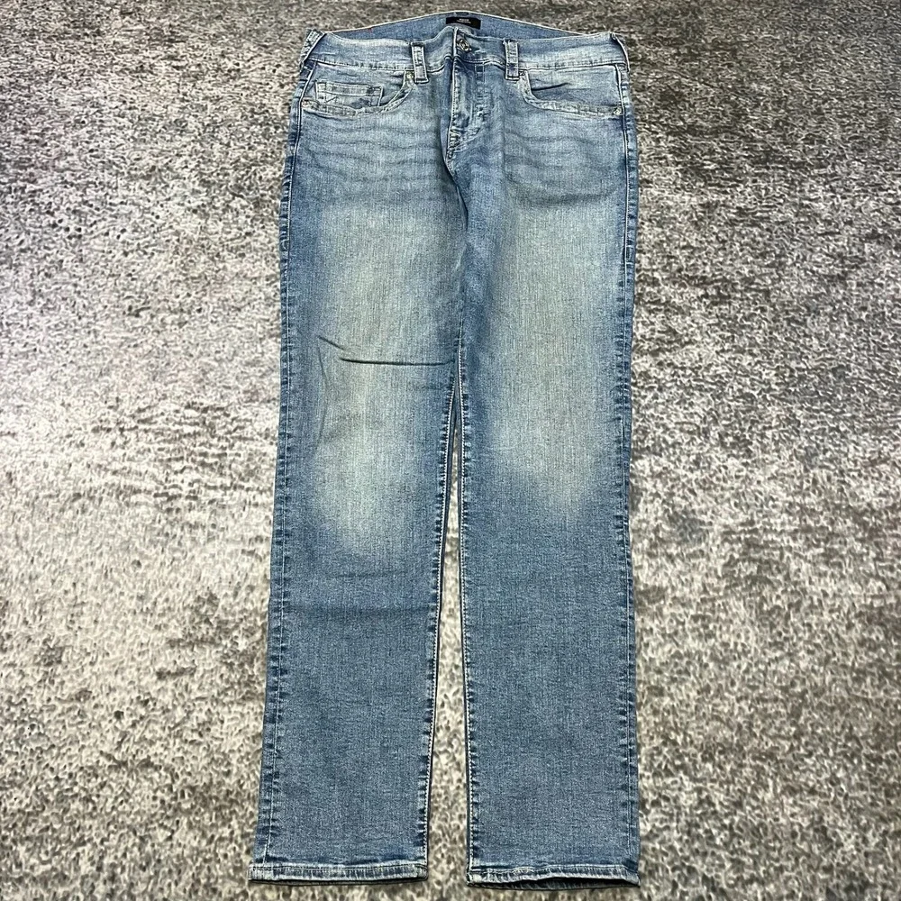 True Religion Rocco Relaxed Skinny Jeans Mens 36x34 Blue Stitch Logo Hip-Hop
